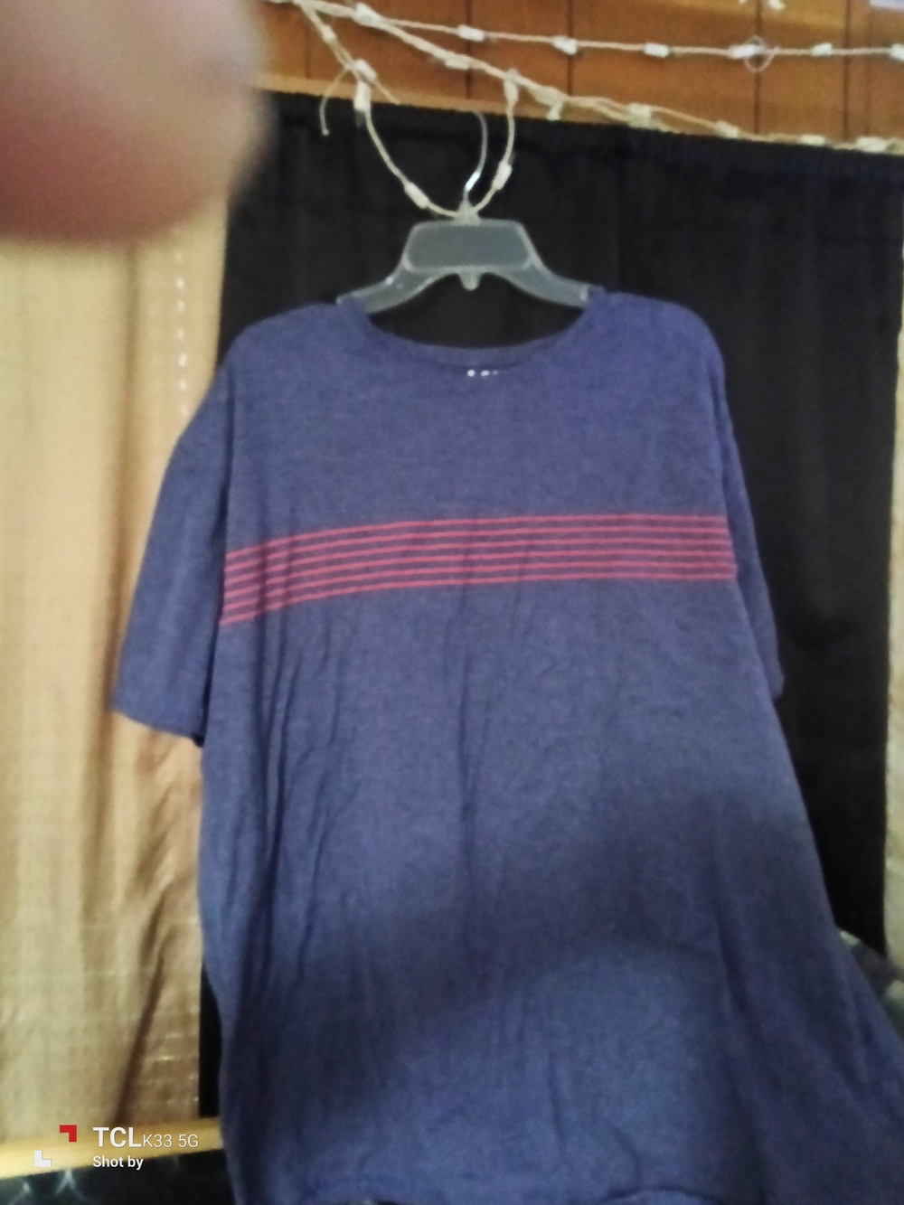 Lee Men's Navy Short Sleeve Tee with Red Horizontal Stripes